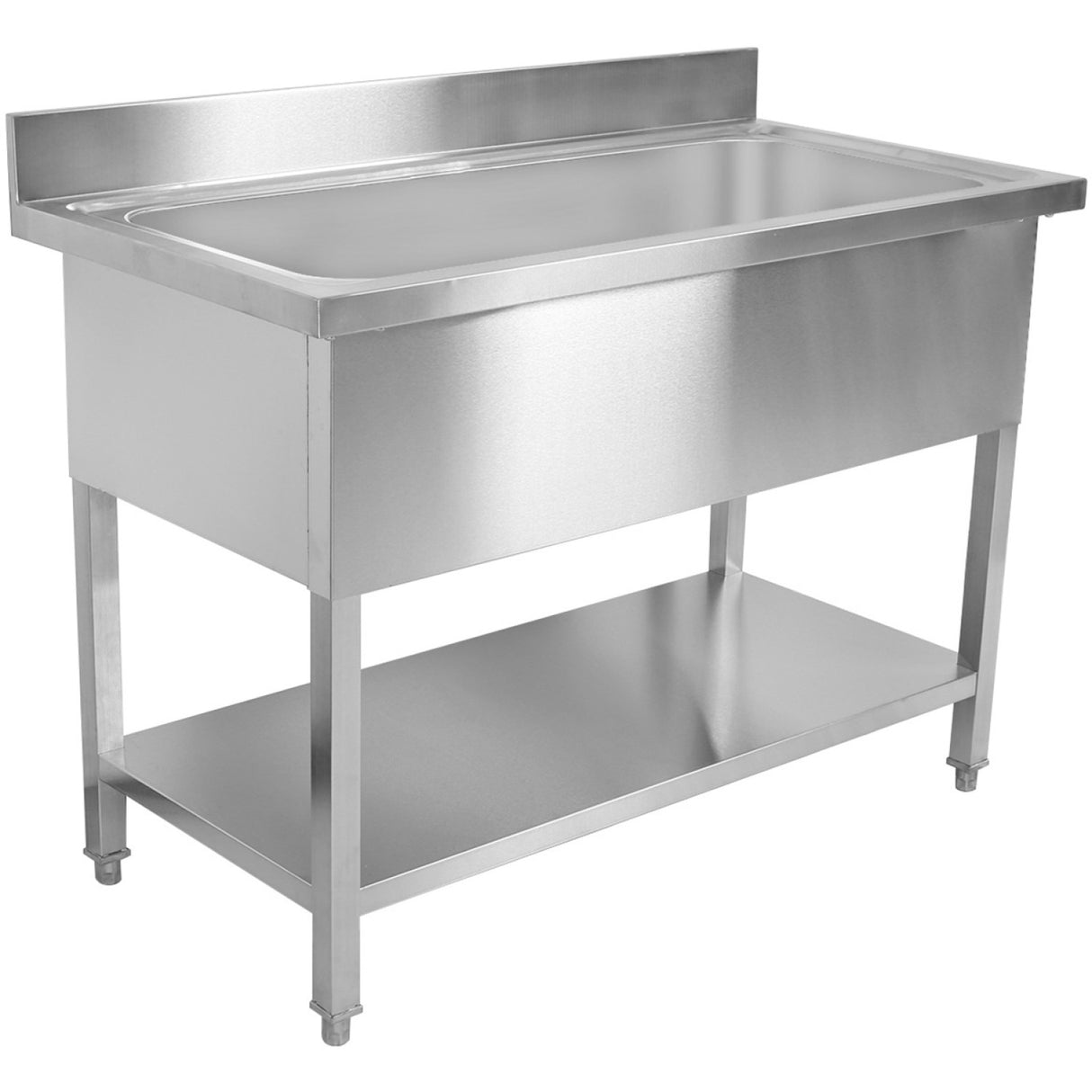 Commercial Pot Wash Sink Stainless Steel 1 Bowl Splashback 1200mm Depth 700mm Square Legs | Psd12070