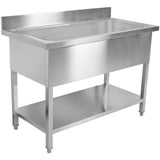 Commercial Pot Wash Sink Stainless Steel 1 Bowl Splashback 1200mm Depth 700mm Square Legs | Psd12070
