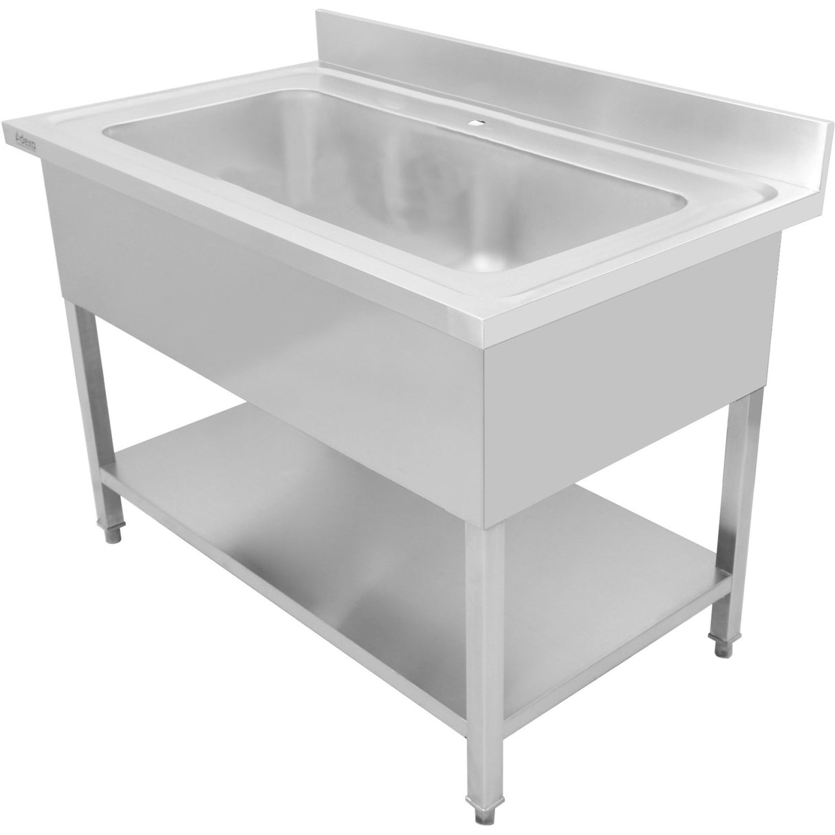 Commercial Pot Wash Sink Stainless Steel 1 Bowl Splashback 1200mm Depth 700mm Square Legs | Psd12070