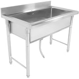 Commercial Stainless Steel Pot Wash Sink With Single Bowl And Splashback 1800x600x850mm | Qnh612