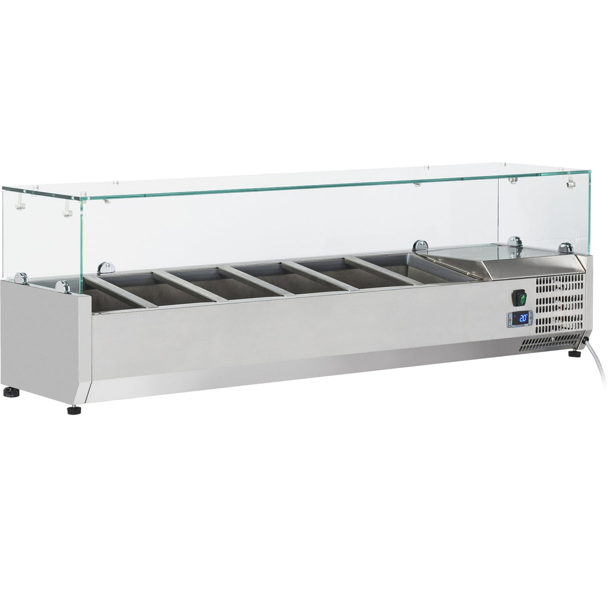 Refrigerated Servery Prep Top 1400mm 6x Gn1/3 Depth 380mm Glass Top |  Gt514
