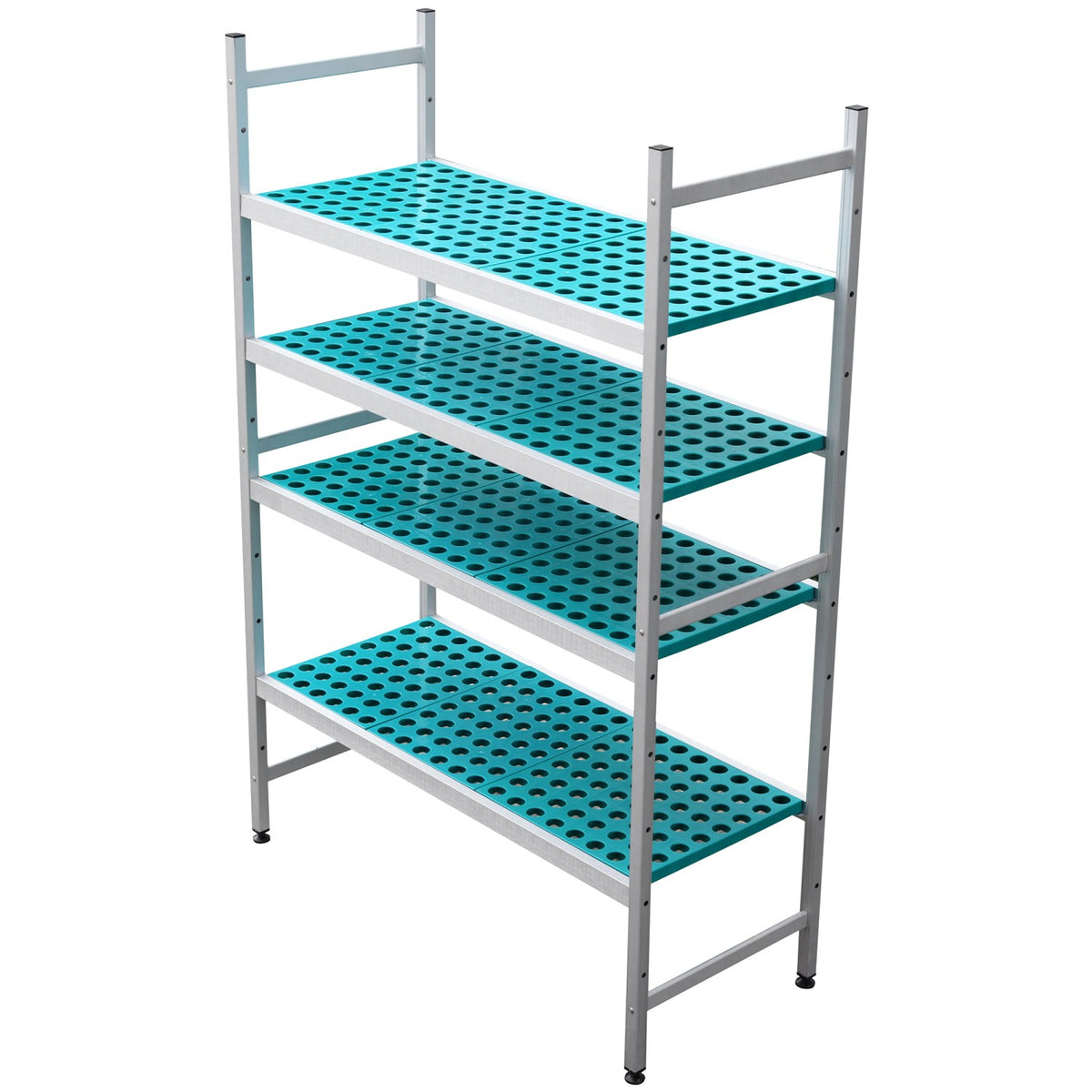 Fixed 4 Tier Environmental Polymer Shelving Unit With Vented Shelves For Cold Rooms &Amp; Wet Areas 1263×500×1800mm | Qhw256