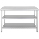 Commercial 3 Tier Stainless Steel Work Table With Undershelves 1200x600x850mm | Qnh1134