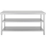 Commercial 3 Tier Stainless Steel Work Table With Undershelves 1800x600x850mm | Qnh1138