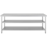Commercial 3 Tier Stainless Steel Work Table With Undershelves 2100x600x850mm | Qnh1140