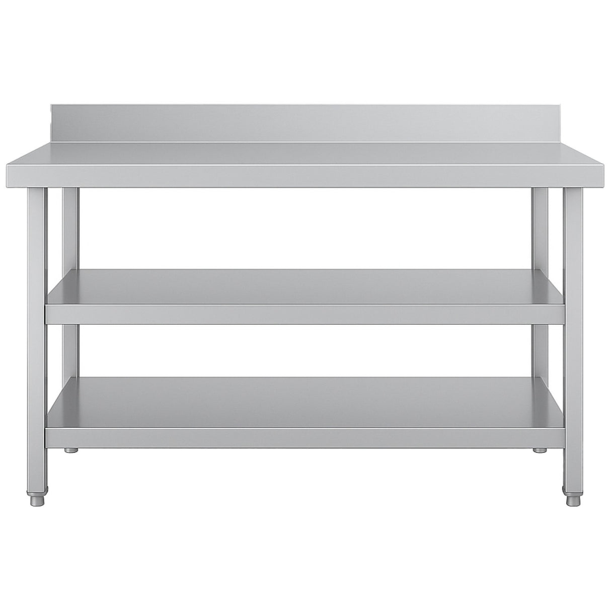 Commercial 3 Tier Stainless Steel Work Table With Undershelves And Backsplash 1200x600x850mm | Qnh1146