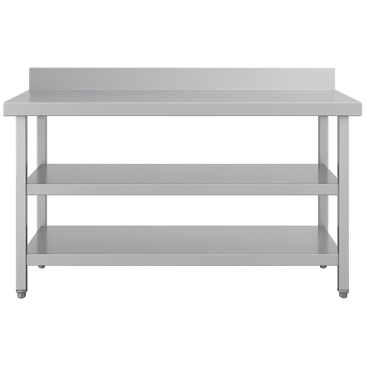 Commercial 3 Tier Stainless Steel Work Table With Undershelves And Backsplash 1500x600x850mm | Qnh1148