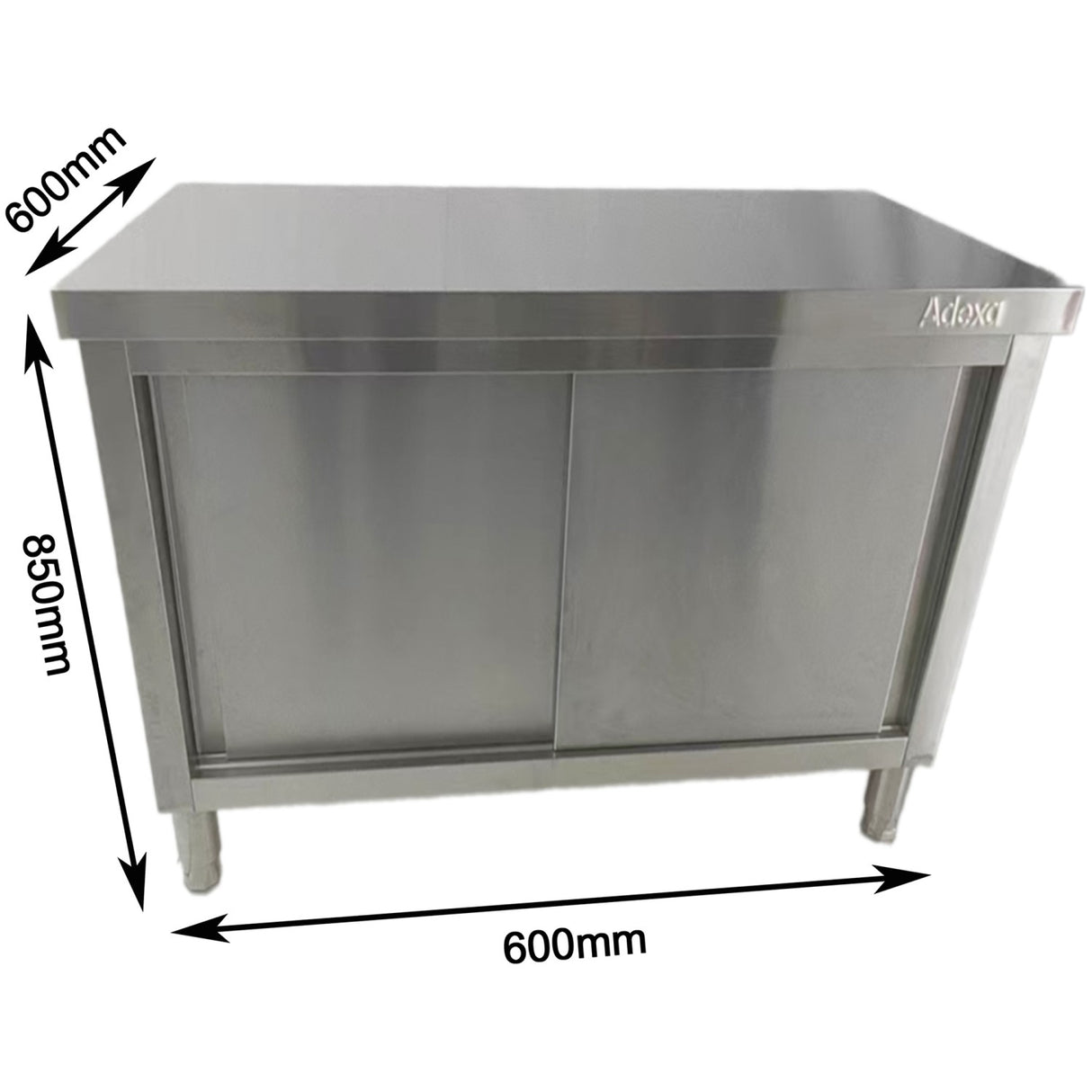 Commercial Stainless Steel Sliding Door Work Table Cabinet 600x600x850mm | Qnh310