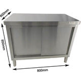 Commercial Stainless Steel Sliding Door Work Table Cabinet 800x600x850mm | Qnh312