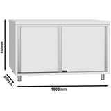 Commercial Stainless Steel Sliding Door Work Table Cabinet 1000x600x850mm | Qnh314