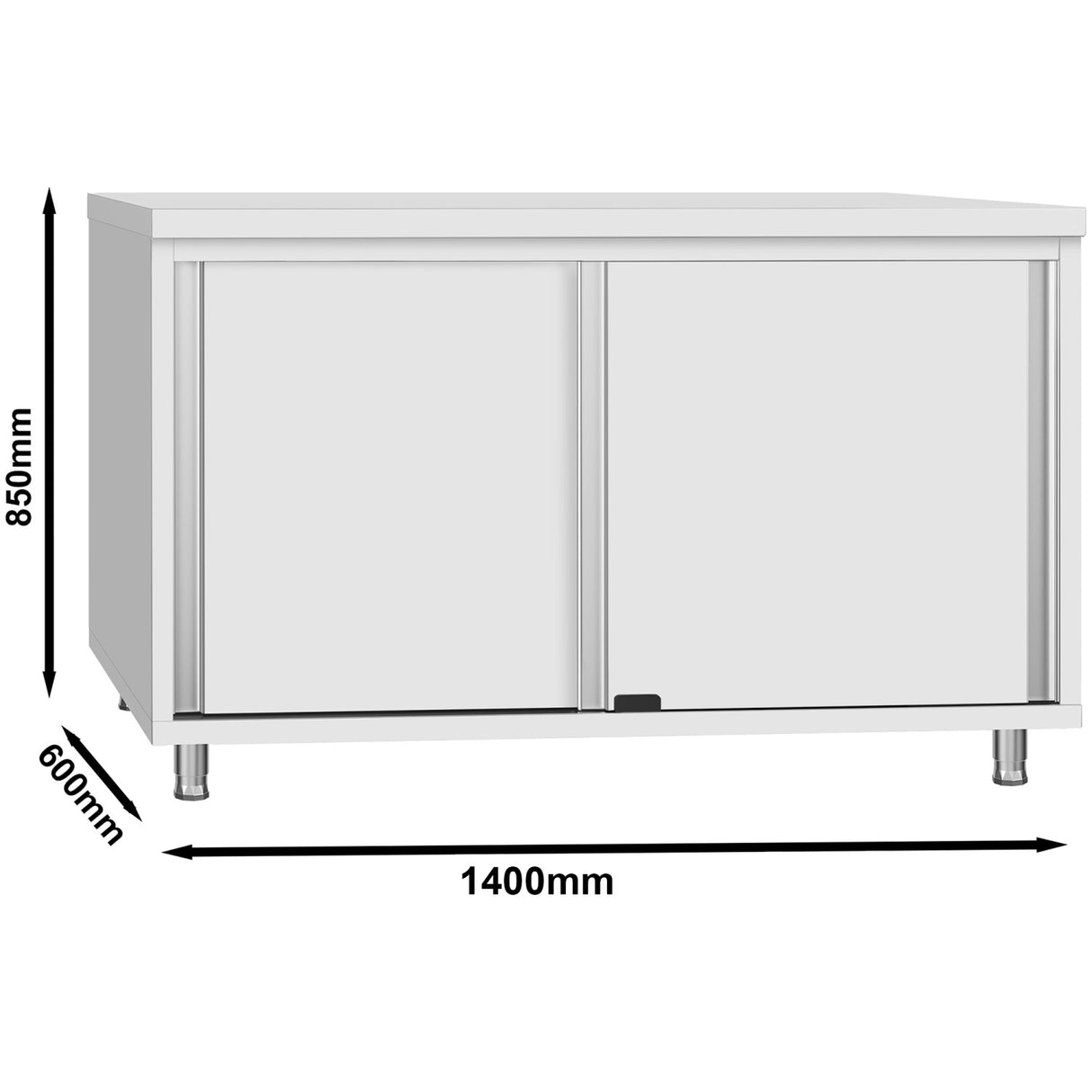 Commercial Stainless Steel Sliding Door Work Table Cabinet 1400x600x850mm | Qnh316