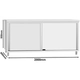 Commercial Stainless Steel Sliding Door Work Table Cabinet 2000x600x850mm | Qnh320
