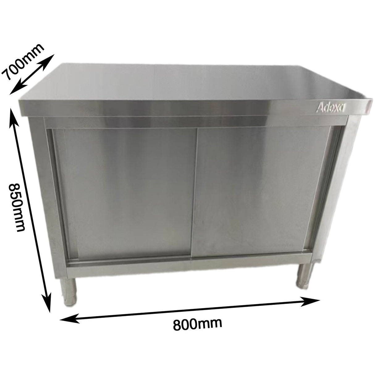Commercial Stainless Steel Sliding Door Work Table Cabinet 800x700x850mm | Qnh322