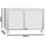 Commercial Stainless Steel Sliding Door Work Table Cabinet 1200x700x850mm | Qnh326