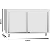 Commercial Stainless Steel Sliding Door Work Table Cabinet 1200x500x850mm | Qnh340