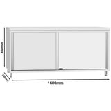 Commercial Stainless Steel Sliding Door Work Table Cabinet 1600x500x850mm | Qnh344