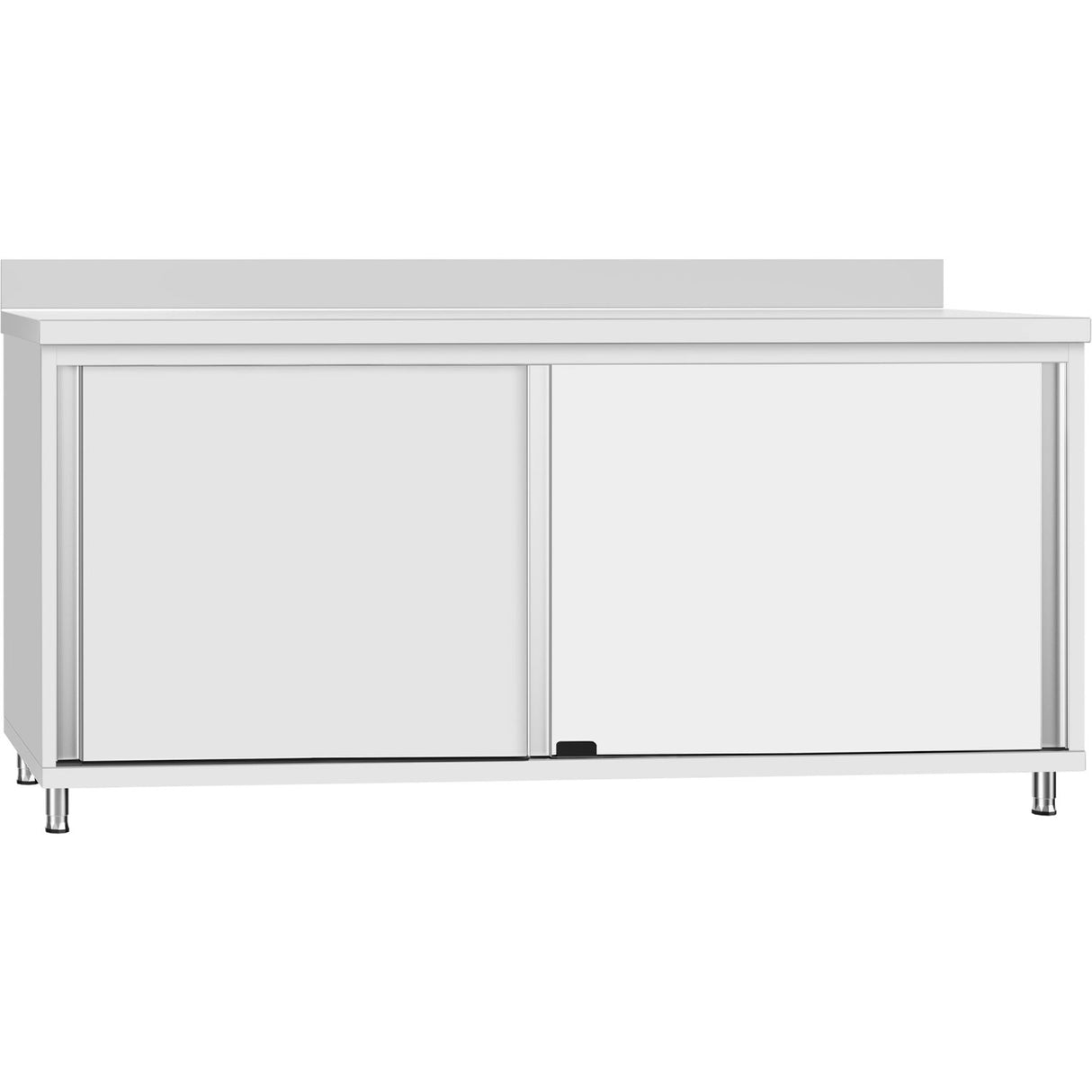 Commercial Stainless Steel Sliding Door Work Table Cabinet With Shelf And Backsplash 2000x700x950mm | Qnh832