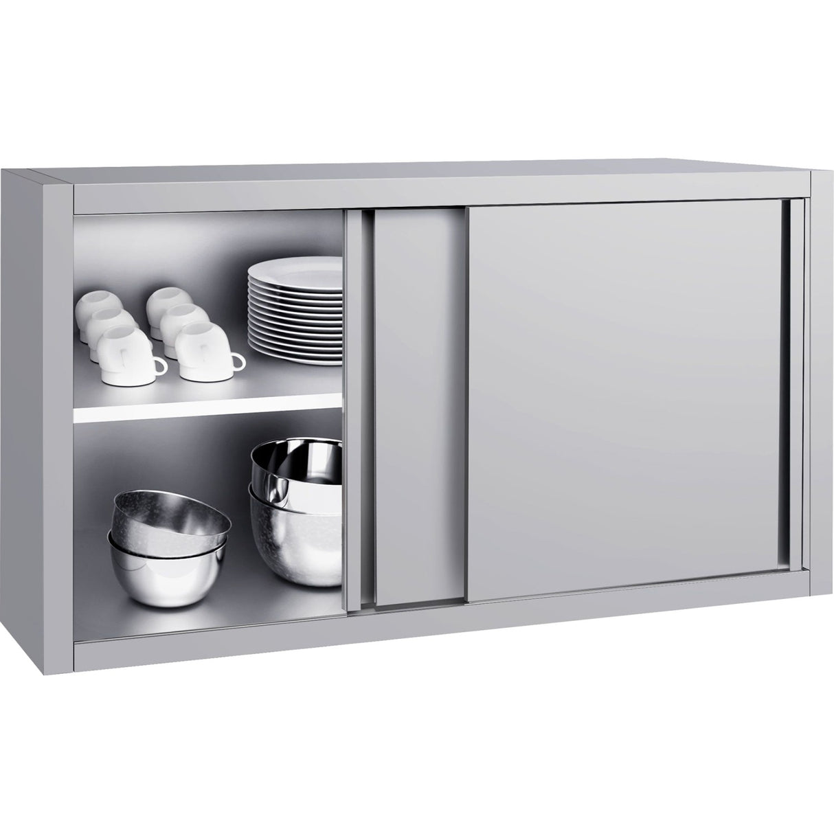 Commercial Stainless Steel Wall Cabinet With Sliding Doors And Inner Shelf 1800x500x650mm | Qnh916