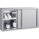 Commercial Stainless Steel Wall Cabinet With Sliding Doors And Inner Shelf 1200x400x650mm | Qnh904