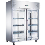 Commercial Refrigerator Upright cabinet 1200 litres Stainless steel Twin glass door GN2/1 Fan cooling |  R1200SGLASS