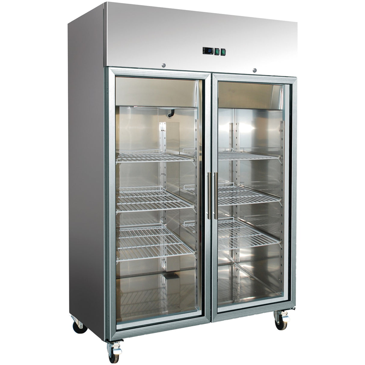 1400lt Commercial Refrigerator Stainless Steel Upright Cabinet Twin Glass Door Gn2/1 Ventilated Cooling |  R1400 Vglass