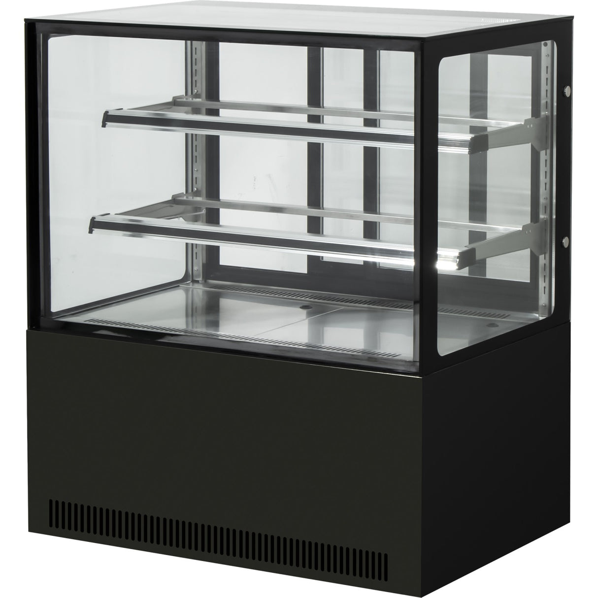 Cake counter Straight front 900x700x1200mm 2 shelves Black base LED |  GN900R2BLACK