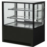 Cake Counter Straight Front 1200x730x1200mm 2 Shelves Black Base Led |  Gn1200 R2 Black