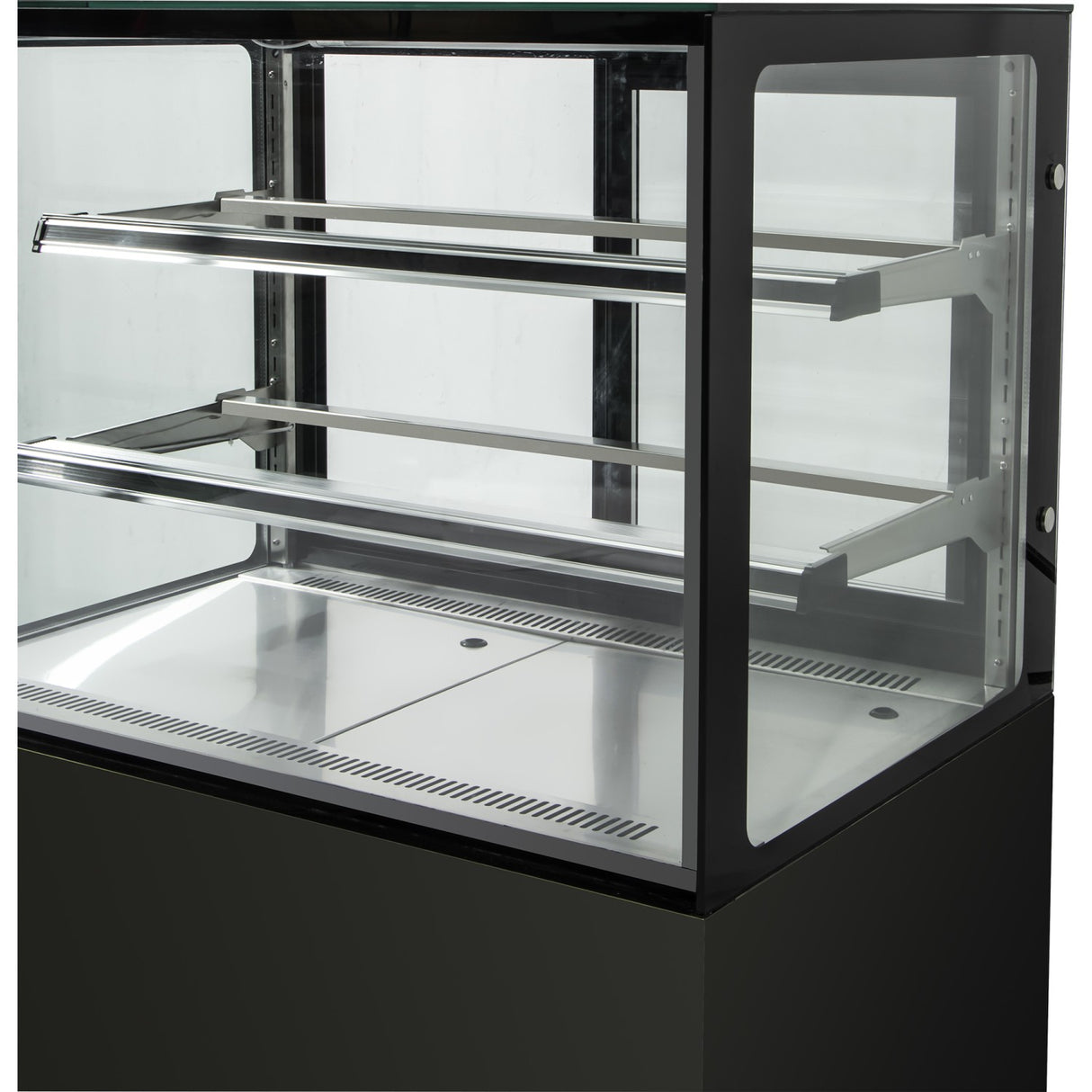 Cake Counter Straight Front 1200x730x1200mm 2 Shelves Black Base Led |  Gn1200 R2 Black