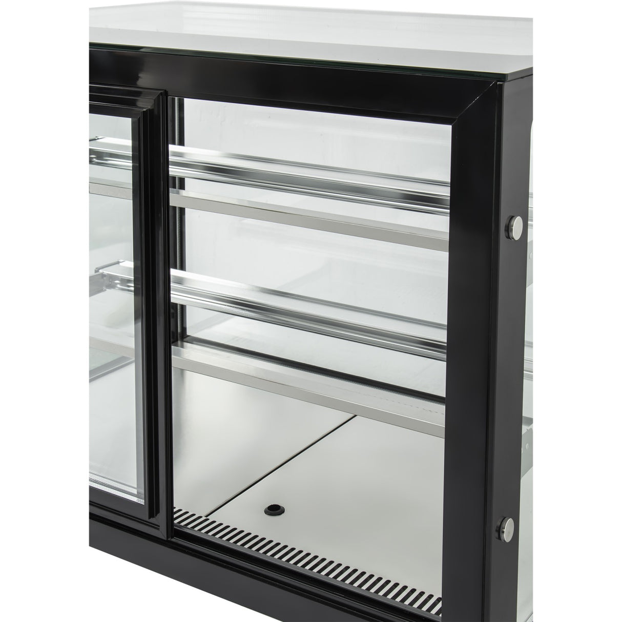 Cake Counter Straight Front 1800x730x1200mm 2 Shelves Black Base Led |  Gn1800 R2 Black