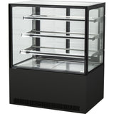 Cake Counter Straight Front 1800x730x1300mm 3 Shelves Black Base Led |  Gn1800 R3 Black