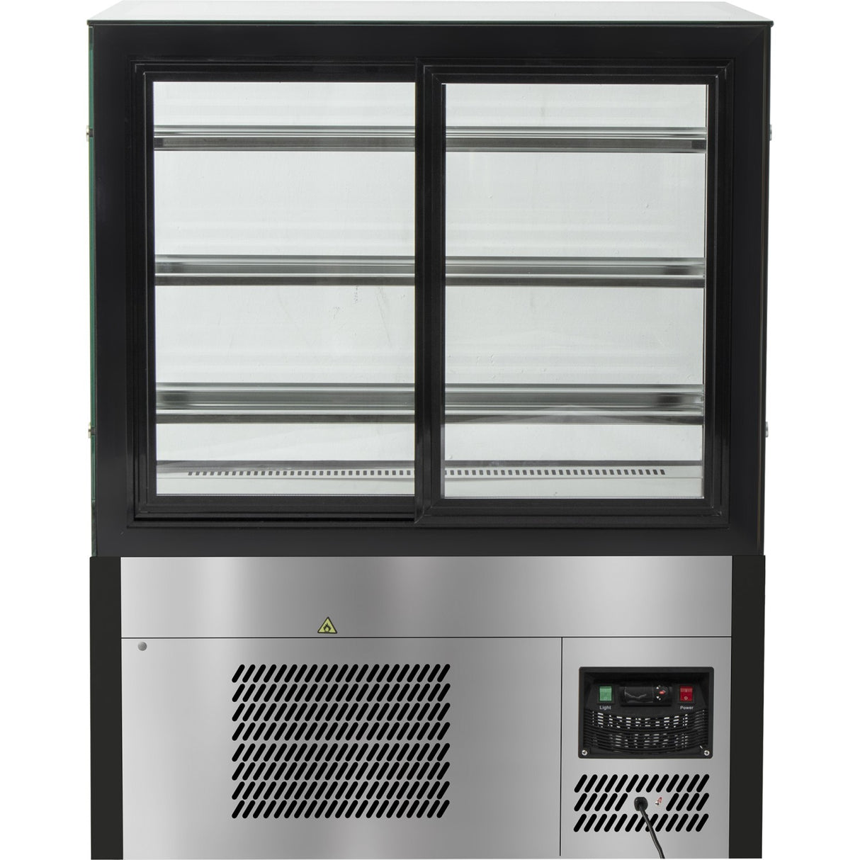 Cake Counter Straight Front 1000x730x1300mm 3 Shelves Black Base Led |  Gn1000 R3 Black