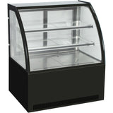 Cake Counter Curved Front 1000x700x1200mm 2 Shelves Black Base Led |  Gn1000 C2 Black