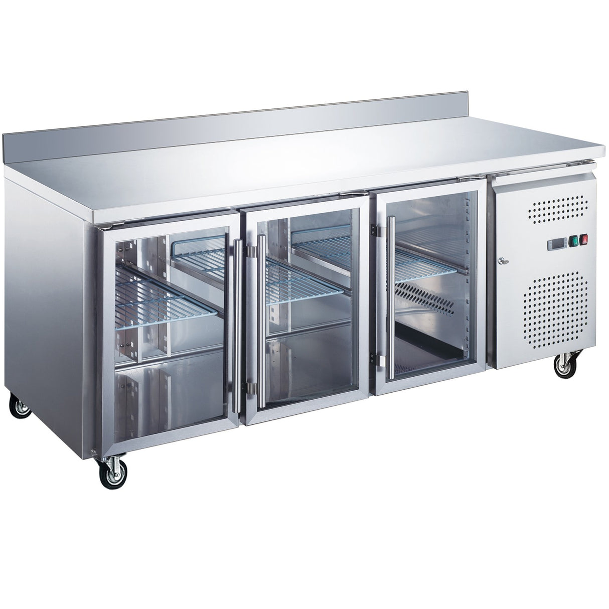 Commercial Refrigerated Counter With Upstand 3 Glass Doors Depth 700mm | Rg32 Vglass