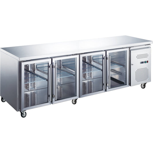 B GRADE Commercial Refrigerated Counter 4 glass doors Depth 600mm |  RS41VG B GRADE