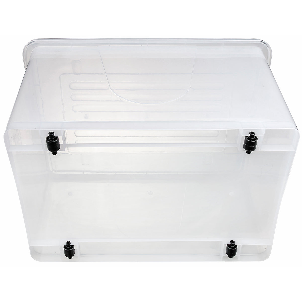 Pack of 8 Plastic Storage Box with Wheels & Lid & Clips 70 litre 630x433x355mm Polypropylene |  S1070