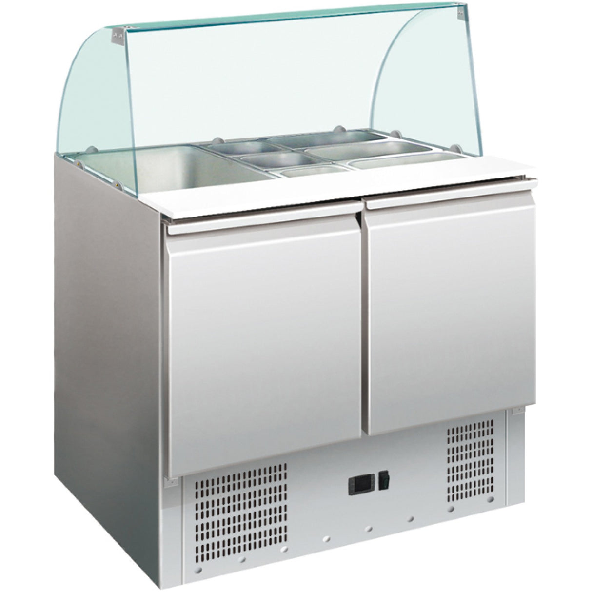 Saladette Glass Top 900x700x1350mm 2 Doors |  Ths900 Cg