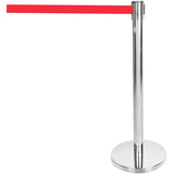 Silver Barrier Post with Red Retractable Belt 2m |  SBP01BR