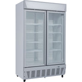 Commercial Display Refrigerator Upright 1020 litres Double Hinged glass door LED canopy Grey |  SCC1127