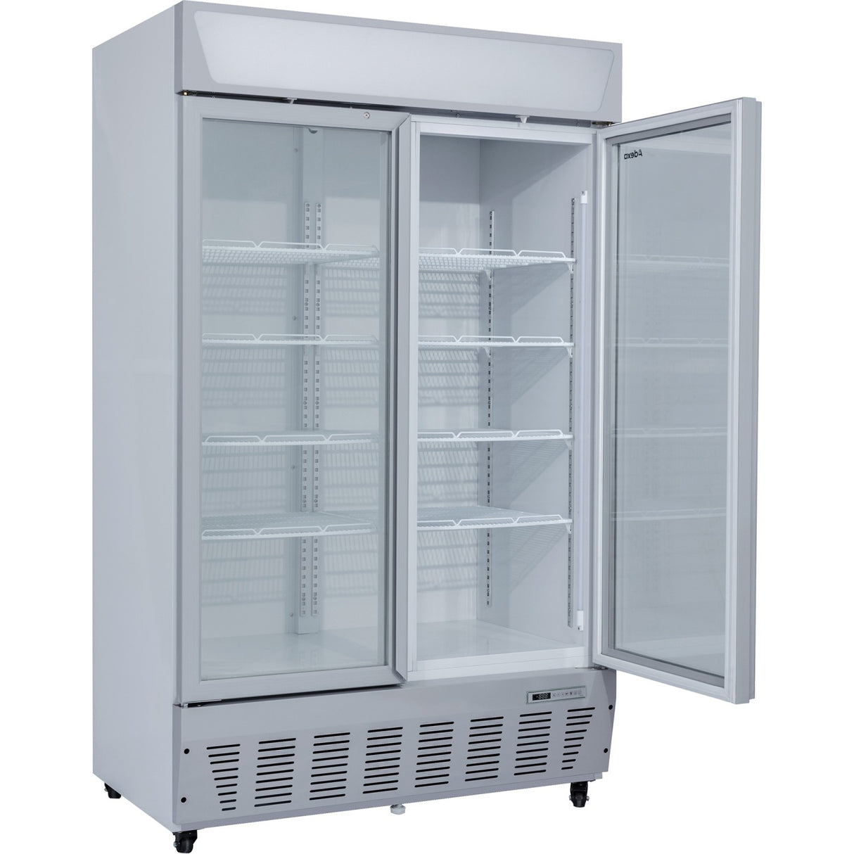 Commercial Display Refrigerator Upright 1020 litres Double Hinged glass door LED canopy Grey |  SCC1127