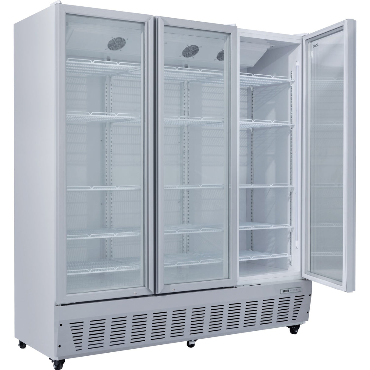 Commercial Refrigerator Upright 1580 Litres Triple Hinged Glass Doors Grey |  Scf1727
