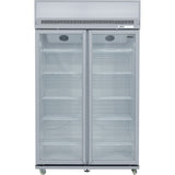 Commercial Display Refrigerator Upright 1020 litres Double Hinged glass door LED canopy Grey |  SCM1127