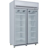 Commercial Display Refrigerator Upright 1020 litres Double Hinged glass door LED canopy Grey |  SCM1127