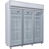 Commercial Display Refrigerator Upright 1580 litres Triple Hinged glass door LED canopy Grey |  SCM1727