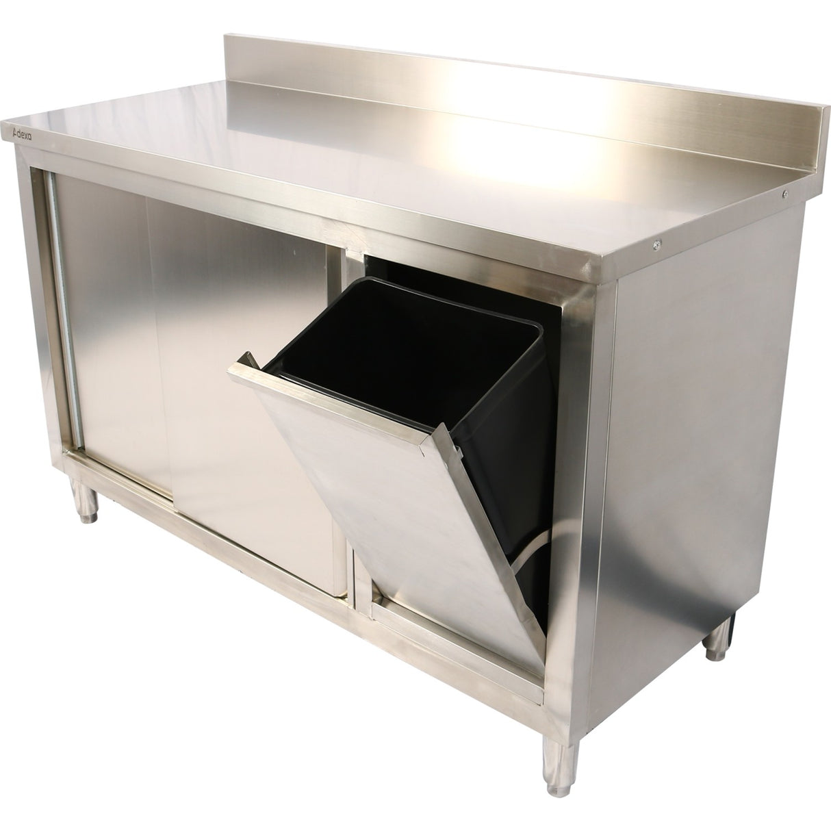 Commercial Stainless Steel Cupboard With Right Side Rubbish Bin &Amp; Sliding Door 1600x700x1000mm | Scp70160 Brbr