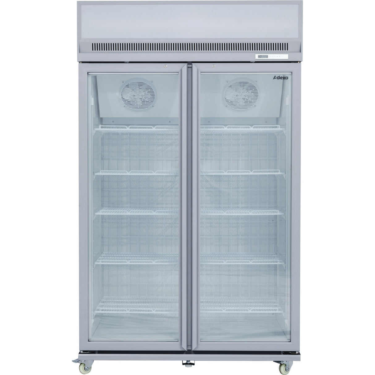 Commercial Display Freezer Upright 1000 litres Double Hinged glass door LED canopy Grey |  SDM1000