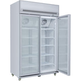 Commercial Display Freezer Upright 1000 litres Double Hinged glass door LED canopy Grey |  SDM1000