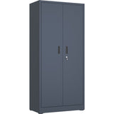 Heavy Duty Grey 2 Door Lockable Steel Tool Cabinet With 4 Shelves &Amp; Pegboard 800x400x1800mm |  Setc1 Grey