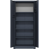 Heavy Duty Grey 2 Door Lockable Steel Tool Cabinet With 4 Shelves &Amp; Pegboard 800x400x1800mm |  Setc1 Grey