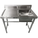 Commercial Sink Stainless Steel 1000x600x900mm 1 Bowl Right Splashback |  Sink8060 Right