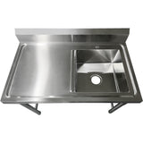 Commercial Sink Stainless Steel 1000x600x900mm 1 Bowl Right Splashback |  Sink8060 Right